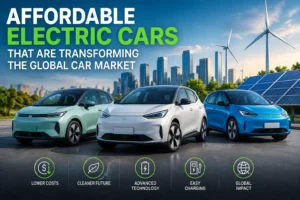Affordable electric cars representing the global shift toward electric mobility