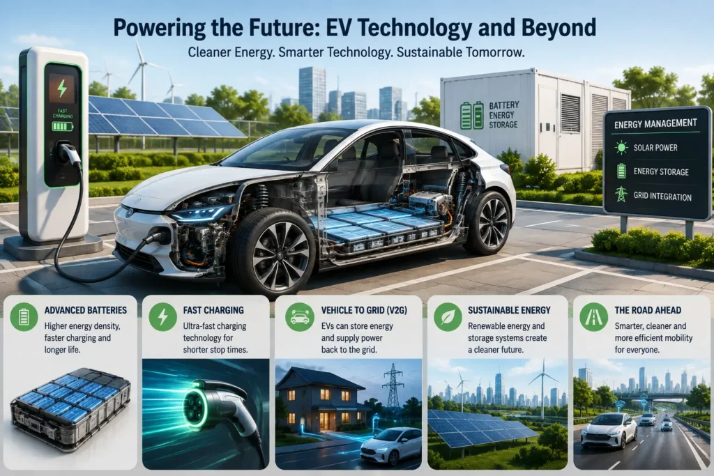 Electric vehicle charging with advanced battery, fast charging and vehicle-to-grid technology