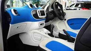 Interior of smart cars highlighting advanced technology and modern design.
