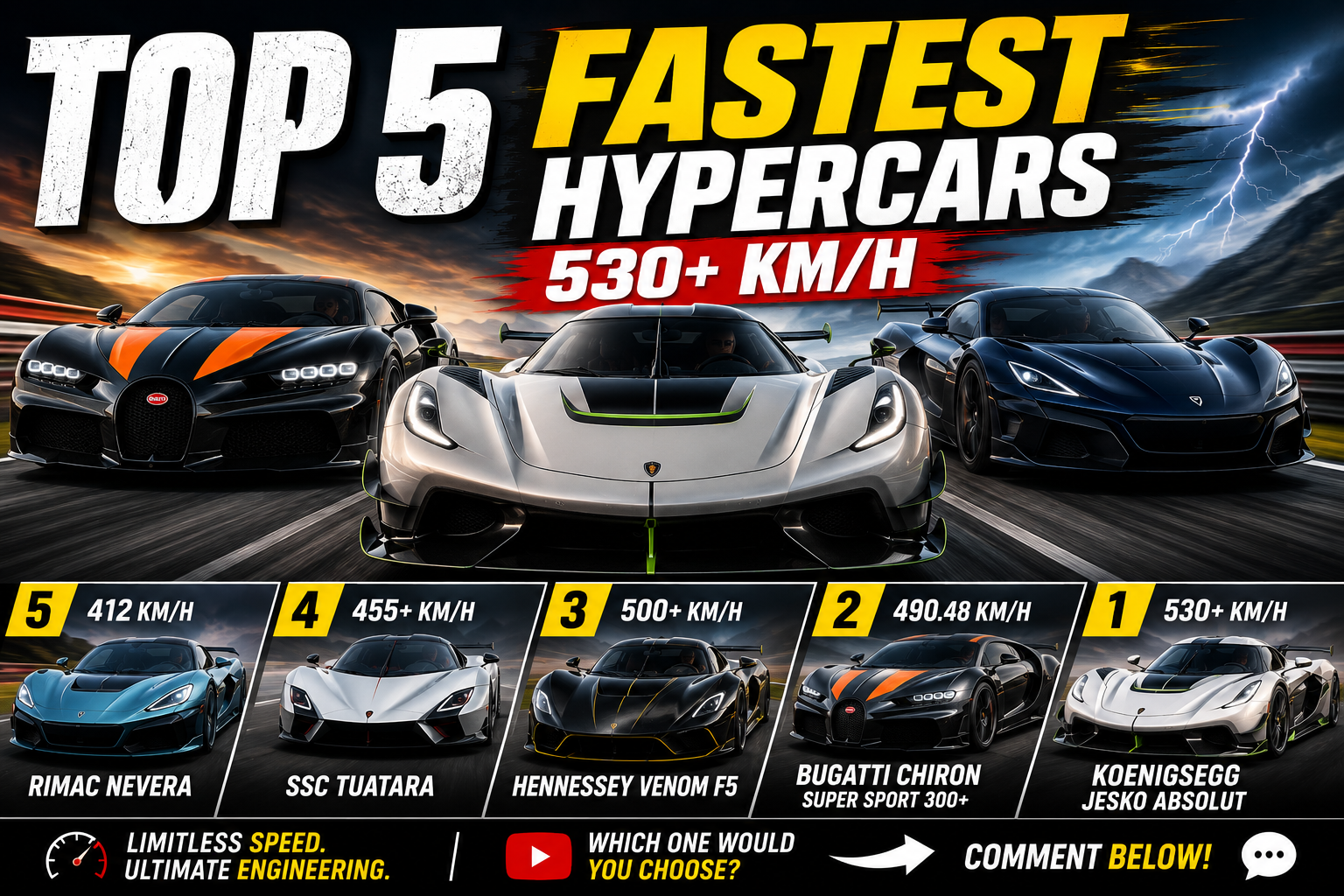 Top 5 Fastest Hypercars in the World (2026): The Race Beyond 500 KM/H