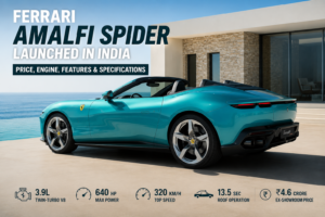 Ferrari Amalfi Spider launched in India featuring its twin-turbo V8 engine, luxury convertible design, and ₹4.6 crore price.