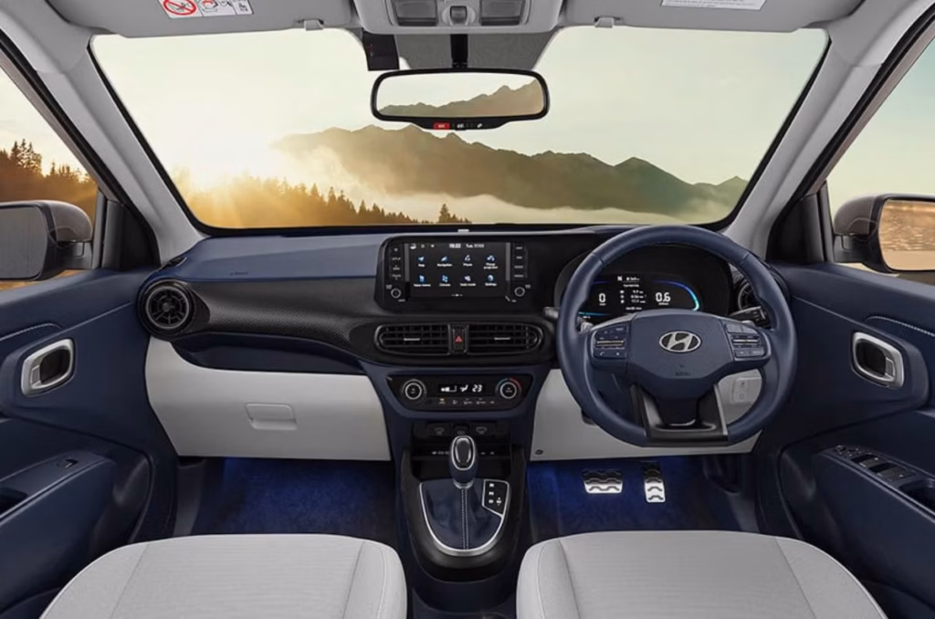 Hyundai Exter interior with dashboard touchscreen and automatic transmission