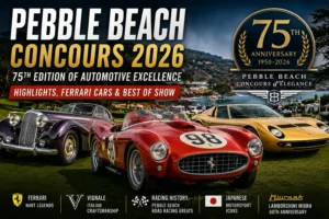 Pebble Beach Concours 2026 75th anniversary with Ferrari and classic cars