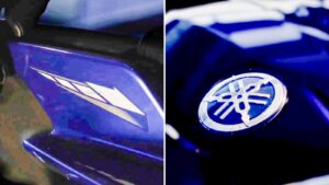 Yamaha R2 teaser showing Yamaha branding and sportbike design