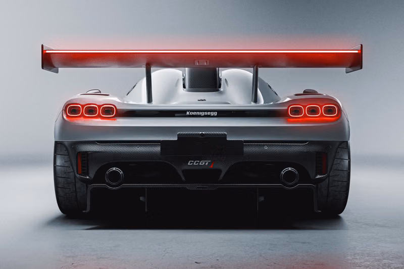 Koenigsegg CCGT1 rear view showing large active wing and aerodynamic design