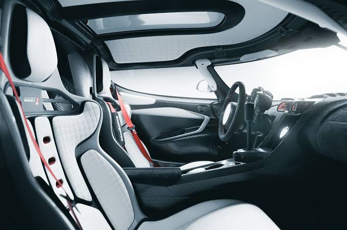 Koenigsegg CCGT1 interior with lightweight racing seats and carbon-fiber cabin