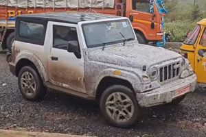 2026 Mahindra Thar facelift test mule covered in camouflage