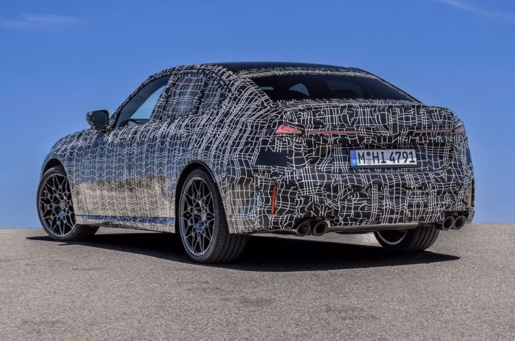 BMW M350 prototype rear three-quarter view with quad exhausts