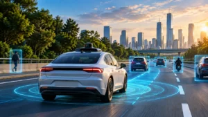 Autonomous vehicle using LiDAR, radar and cameras on a modern highway